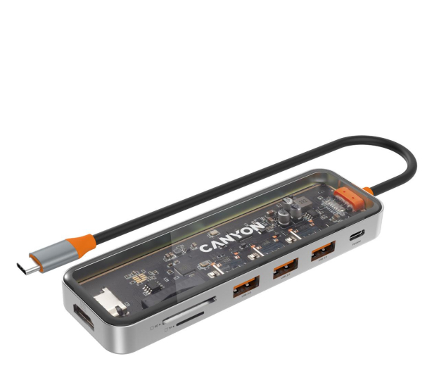 CANYON DS-13 7w1 4k USB-C Transparenty Space Grey CNS-TDS13 - 1261503 - zdjęcie